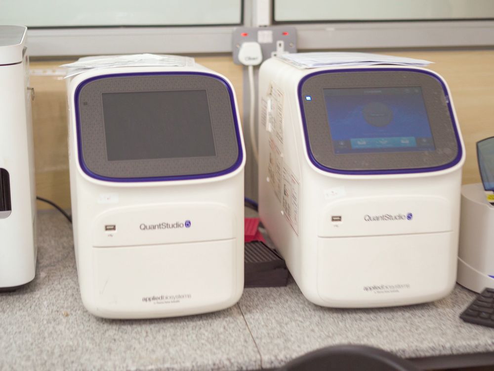 Real-time PCR instruments on a laboratory bench